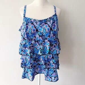 NWT Fit 4 U Ruffle Tankini Tank Top Swimsuit Size 20W Beach Cruise Pool Vacation